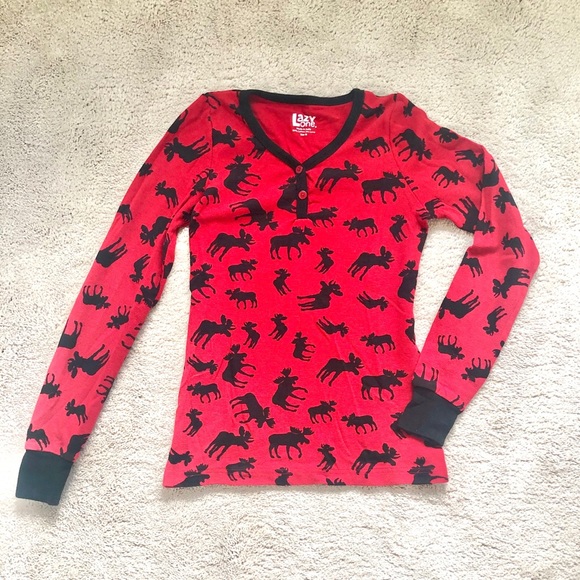 Lazy One Tops - Lazy One Moose print thermal top
